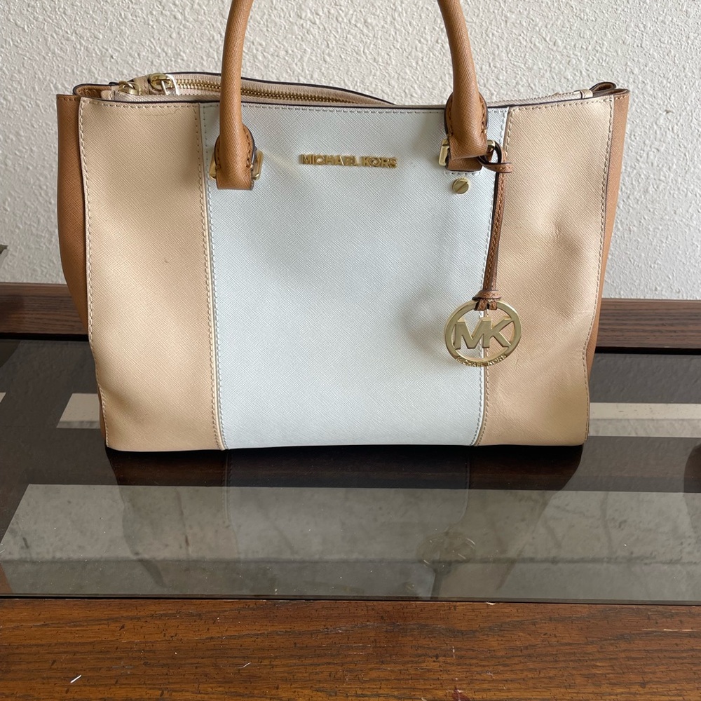Michael Kors Tan and Cream Saffiano Leather Tote